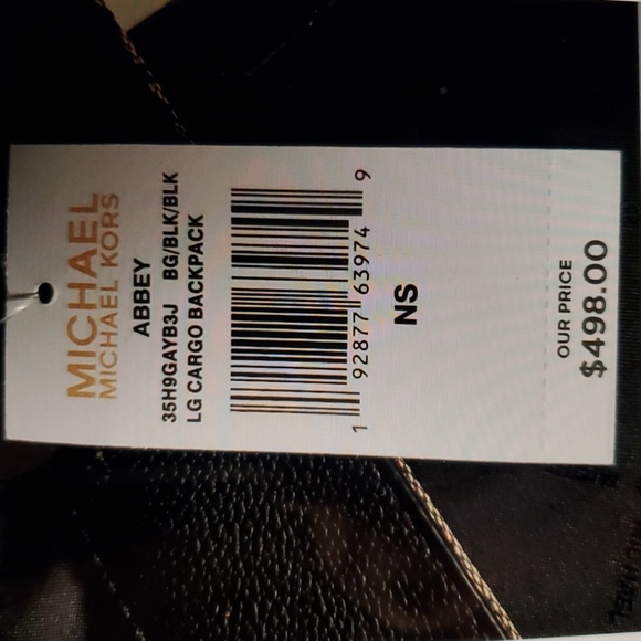 NWT Michael Kors Abby Signature Jacquard LG Cargo Backpack BG/BLK/BLK- FrimPrice - Picture 11 of 12